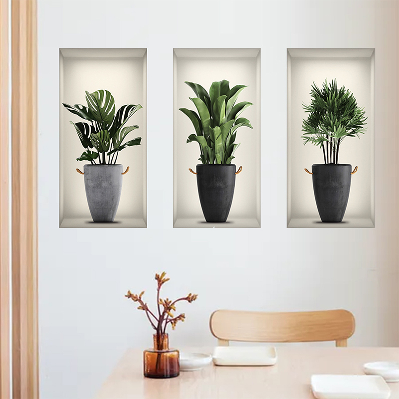 3D Printing Vase - 3 folhas planta verde vaso adesivo