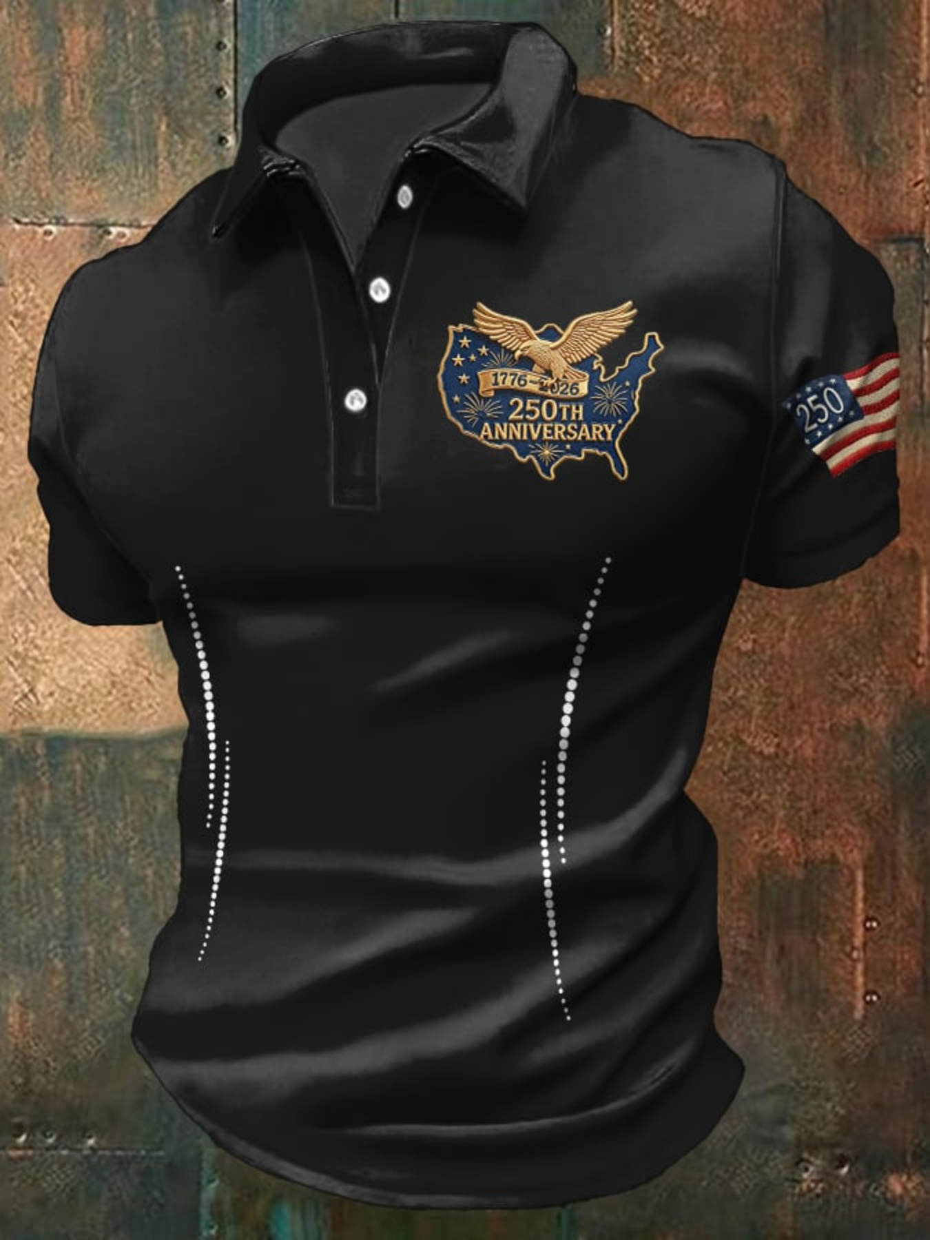 3D Printing Usa - Camisa Polo Masculina 250º Aniversário EUA